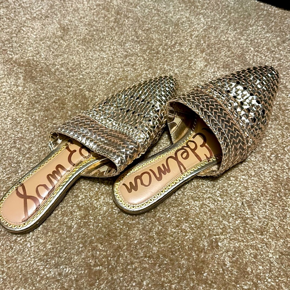 Sam Edelman Gold Woven Mules